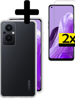 LUQ LUQ Oppo Reno8 Lite Hoesje Siliconen Met 2x Screenprotector - Transparant