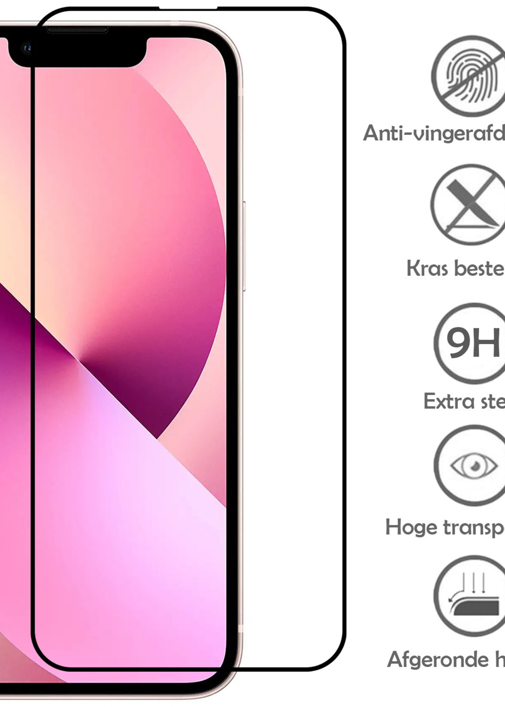 LUQ Screenprotector Geschikt voor iPhone 14 Screenprotector Glas Full Cover - Screenprotector Geschikt voor iPhone 14 Screenprotector Full Cover - 2 Stuks