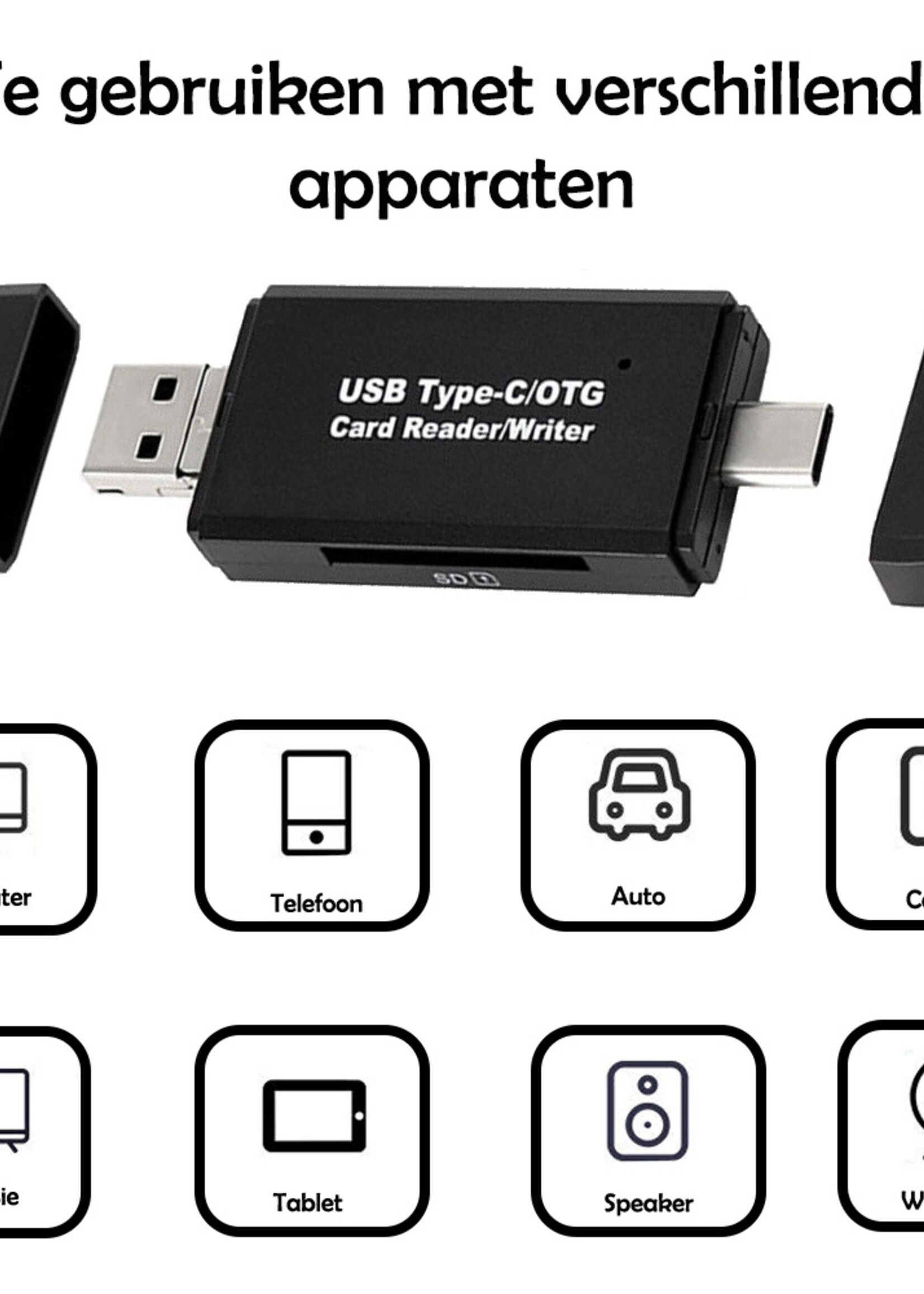 LUQ SD Kaartlezer Micro SD Kaartlezer Type C OTG SD Card Reader 5-in-1 Micro SD Card Reader - Geschikt voor Telefoon, PC en Tablet