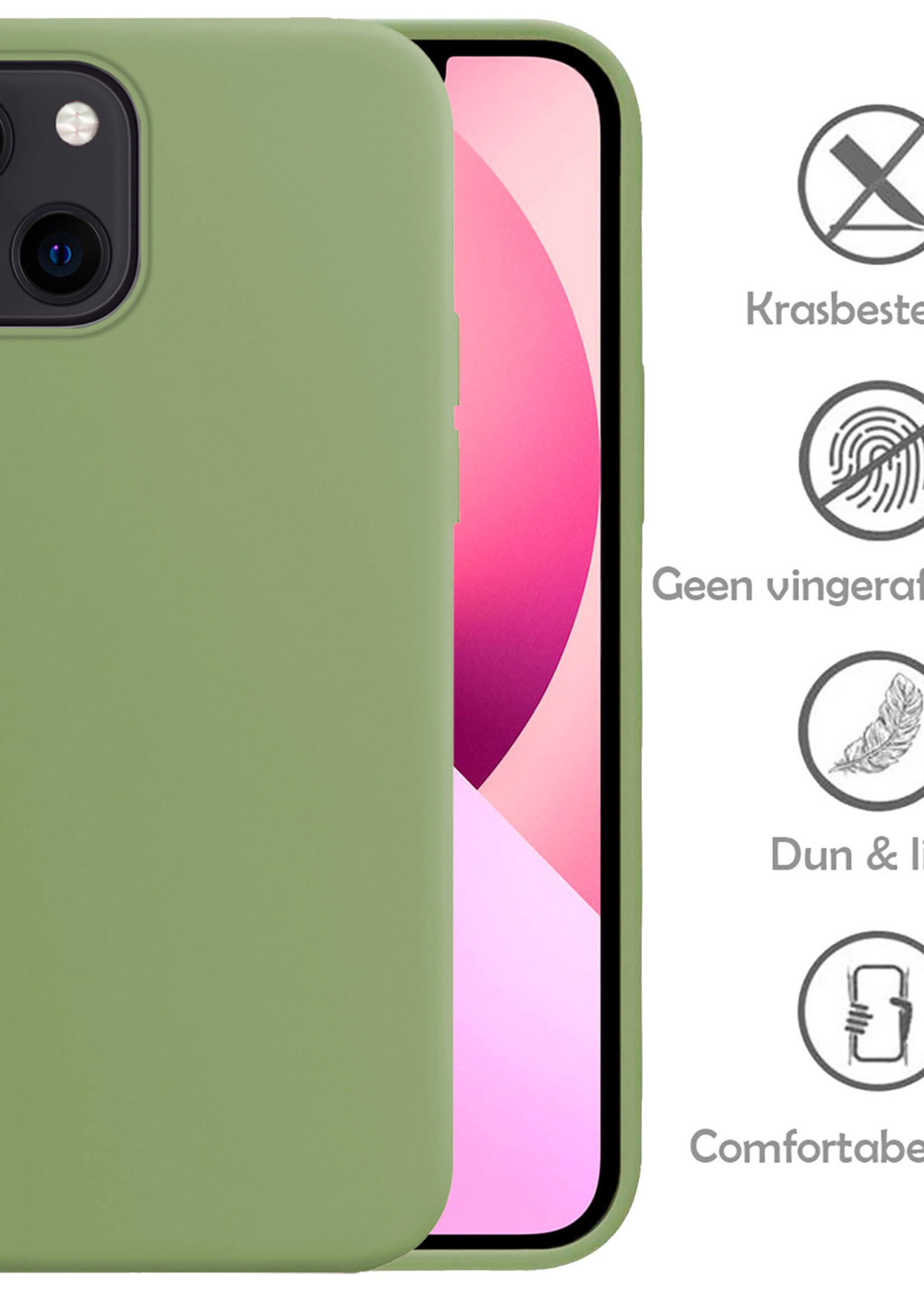 LUQ Hoesje Geschikt voor iPhone 14 Hoesje Siliconen Case - Hoes Geschikt voor iPhone 14 Hoes Siliconen - Groen