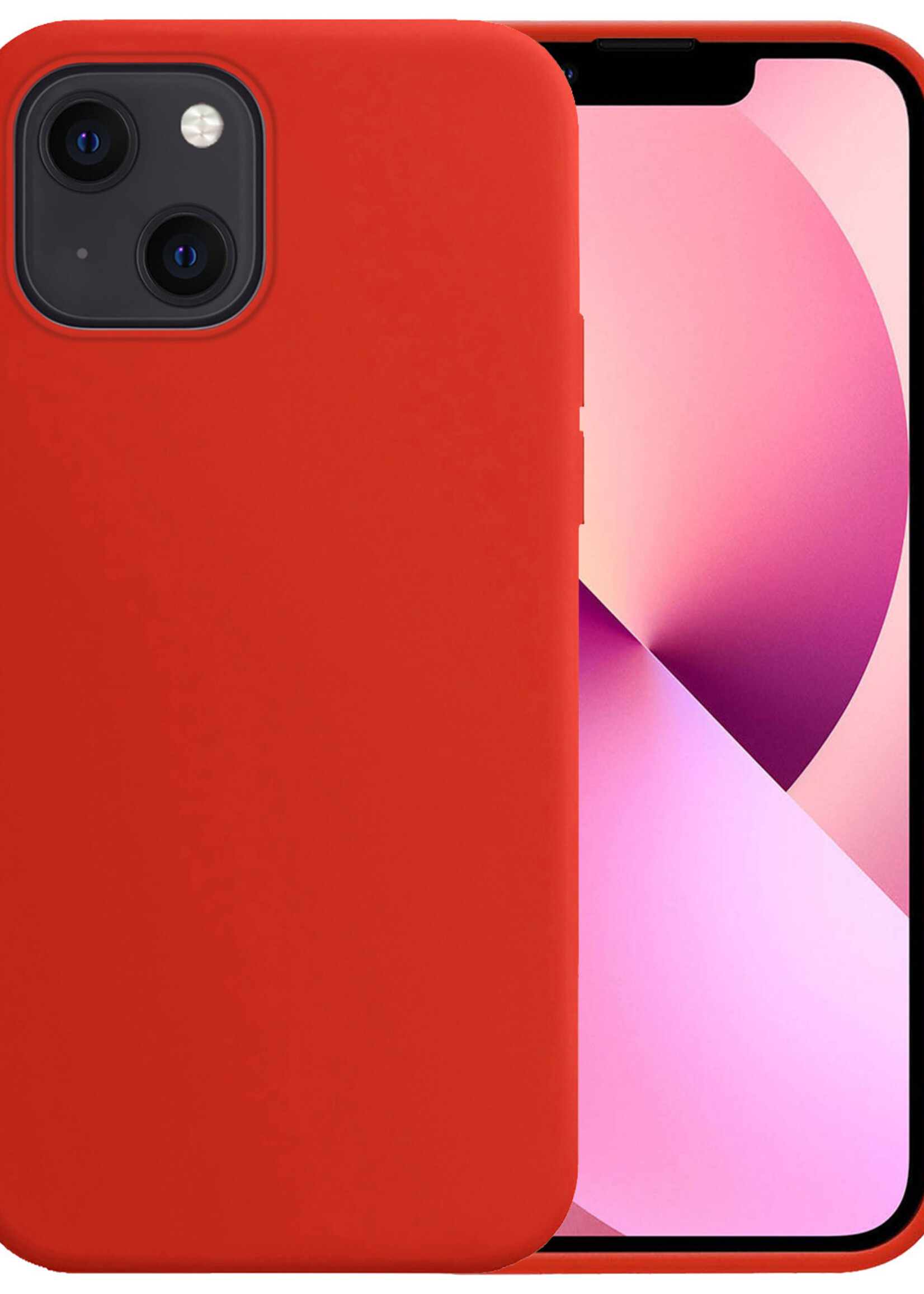 Hoesje Geschikt voor iPhone 14 Plus Hoesje Siliconen Case - Hoes Geschikt voor iPhone 14 Plus Hoes Siliconen - Rood