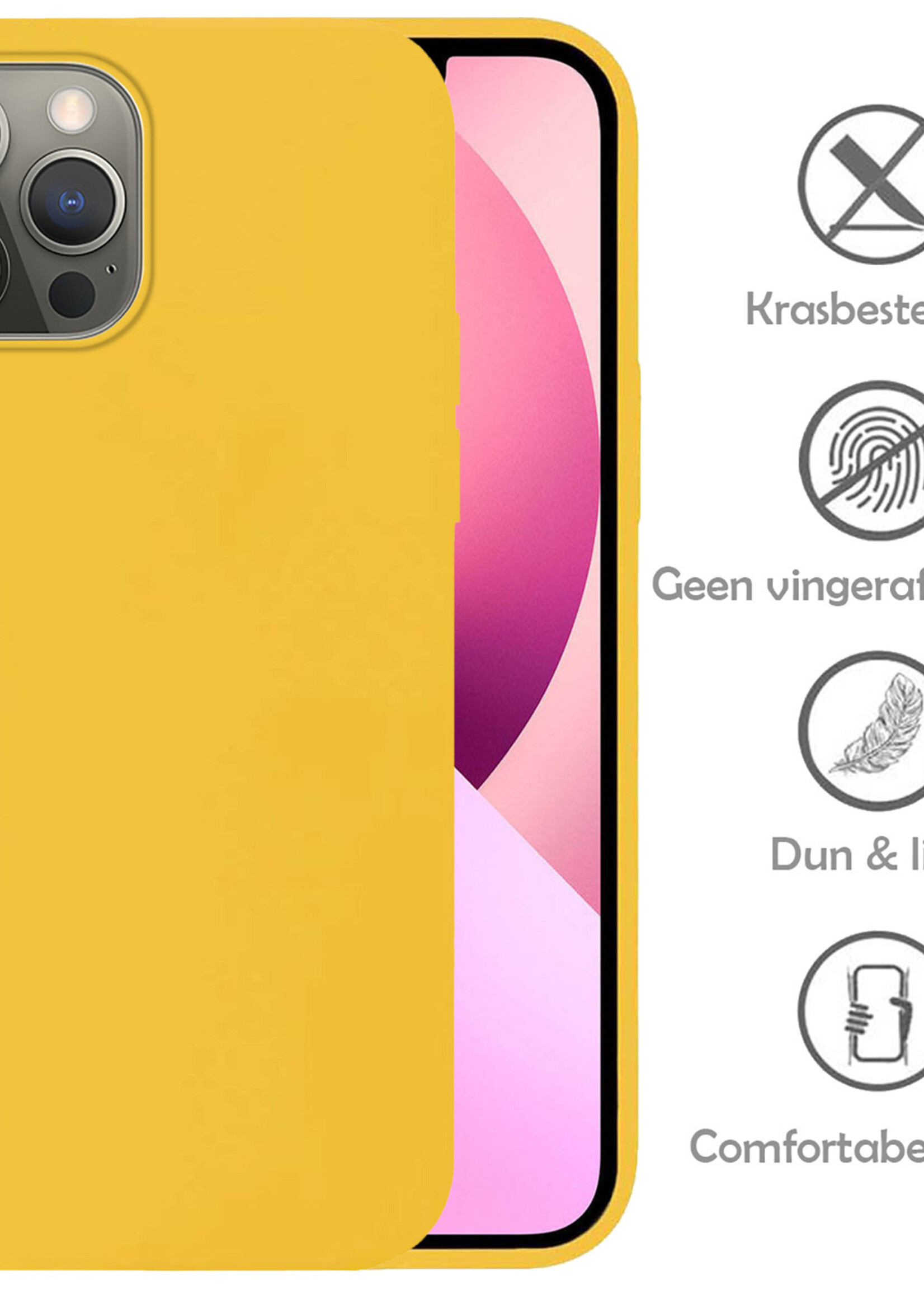 Hoesje Geschikt voor iPhone 14 Pro Hoesje Siliconen Case - Hoes Geschikt voor iPhone 14 Pro Hoes Siliconen - Geel
