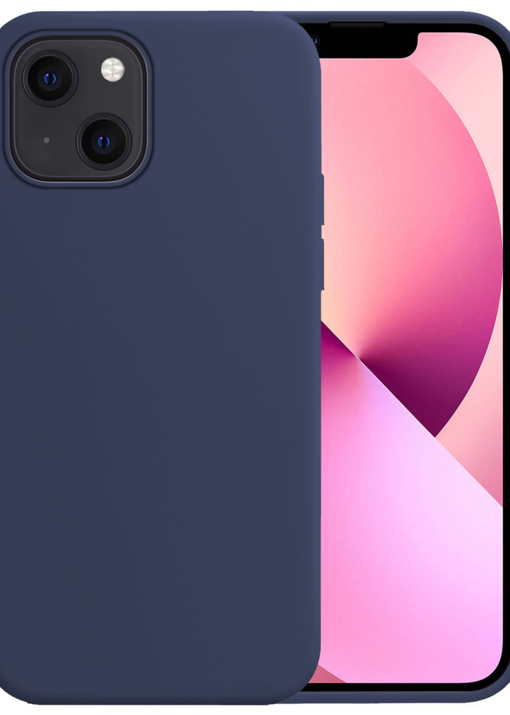 LUQ Hoesje Geschikt voor iPhone 14 Hoesje Siliconen Case - Hoes Geschikt voor iPhone 14 Hoes Siliconen - Donkerblauw
