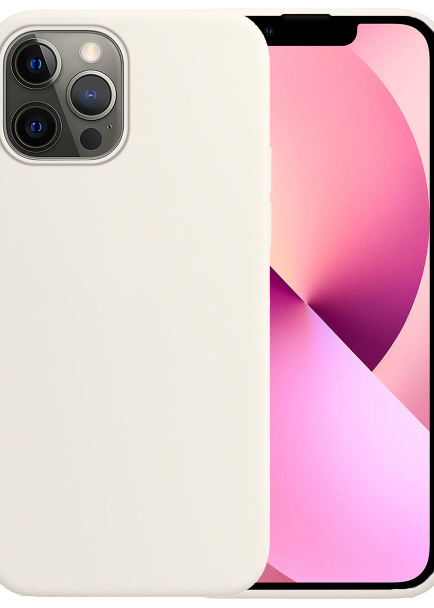 Hoesje Geschikt voor iPhone 14 Pro Hoesje Siliconen Case - Hoes Geschikt voor iPhone 14 Pro Hoes Siliconen - Wit