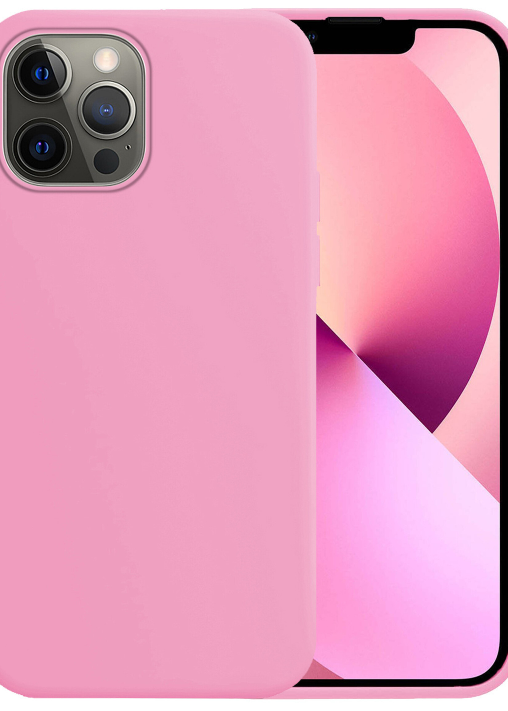 LUQ Hoesje Geschikt voor iPhone 14 Pro Max Hoesje Siliconen Case - Hoes Geschikt voor iPhone 14 Pro Max Hoes Siliconen - Lichtroze