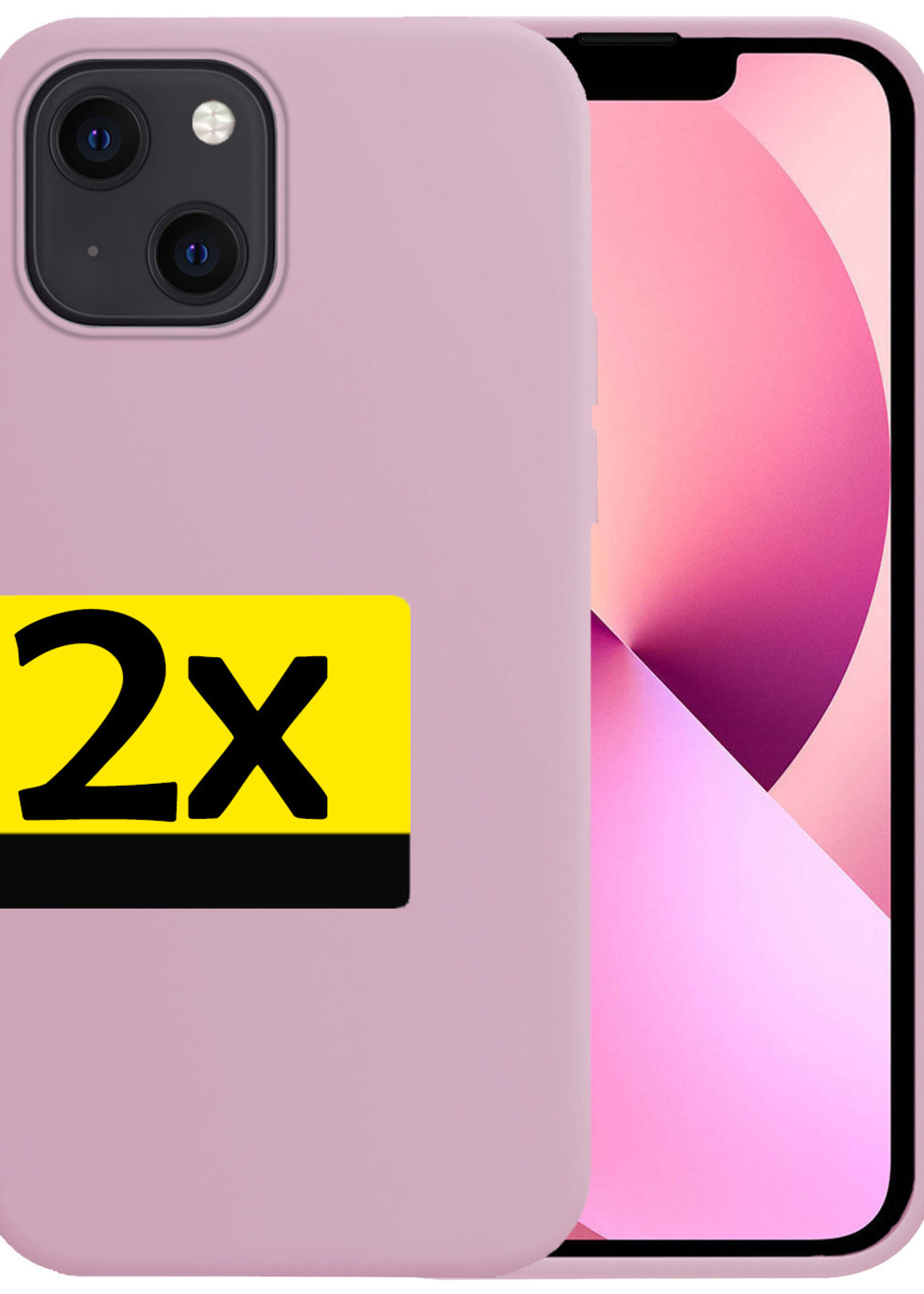 LUQ Hoesje Geschikt voor iPhone 14 Plus Hoesje Siliconen Case - Hoes Geschikt voor iPhone 14 Plus Hoes Siliconen - Lila - 2 Stuks