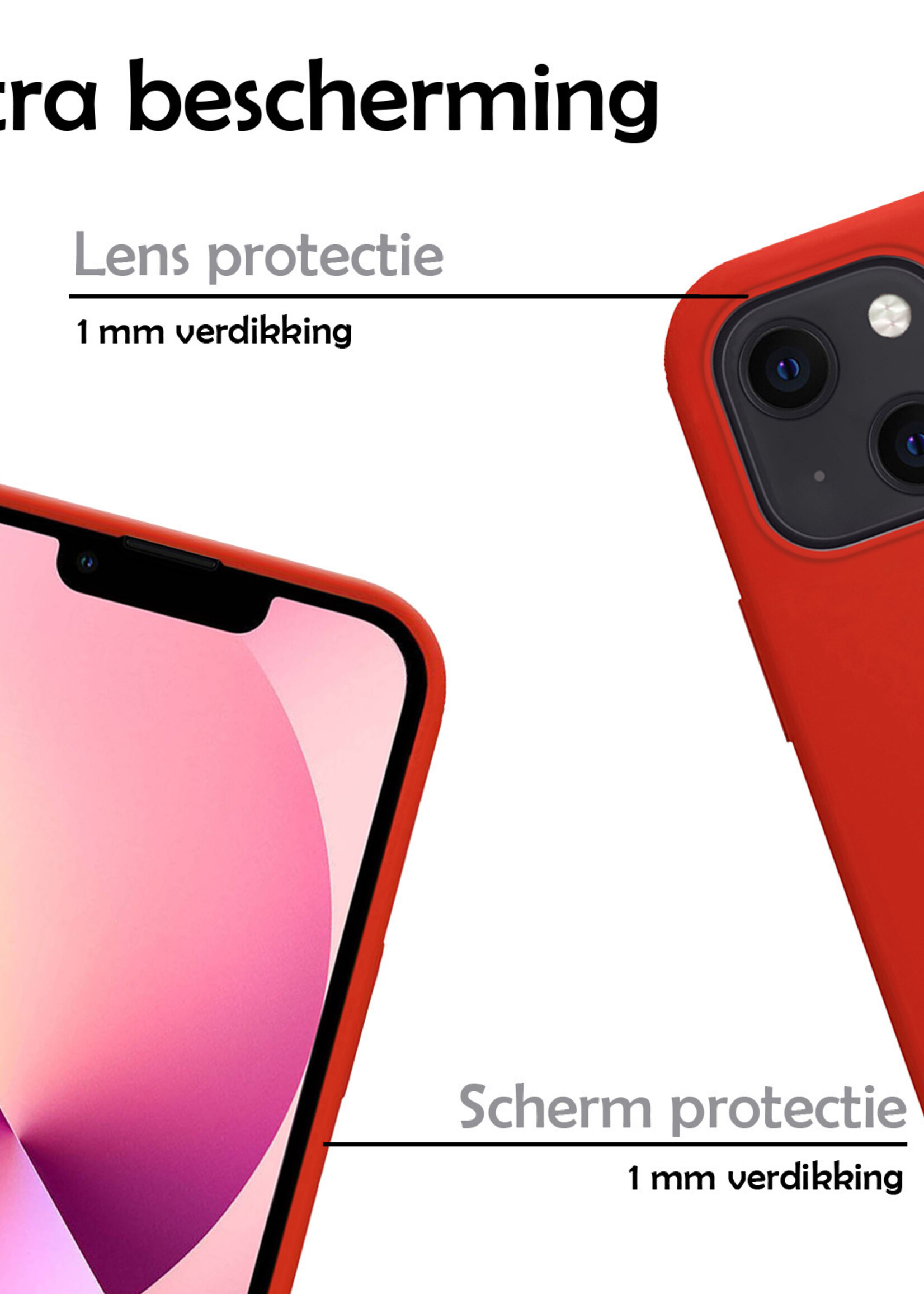 LUQ Hoesje Geschikt voor iPhone 14 Plus Hoesje Siliconen Case - Hoes Geschikt voor iPhone 14 Plus Hoes Siliconen - Rood - 2 Stuks