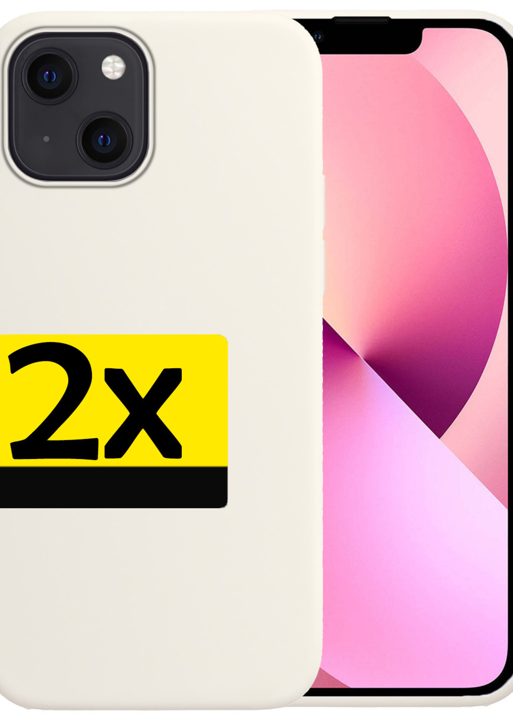 LUQ Hoesje Geschikt voor iPhone 14 Plus Hoesje Siliconen Case - Hoes Geschikt voor iPhone 14 Plus Hoes Siliconen - Wit - 2 Stuks