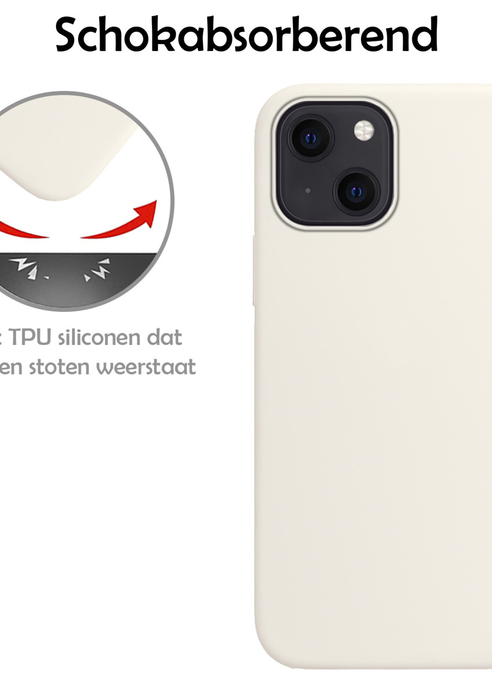 LUQ Hoesje Geschikt voor iPhone 14 Plus Hoesje Siliconen Case - Hoes Geschikt voor iPhone 14 Plus Hoes Siliconen - Wit - 2 Stuks