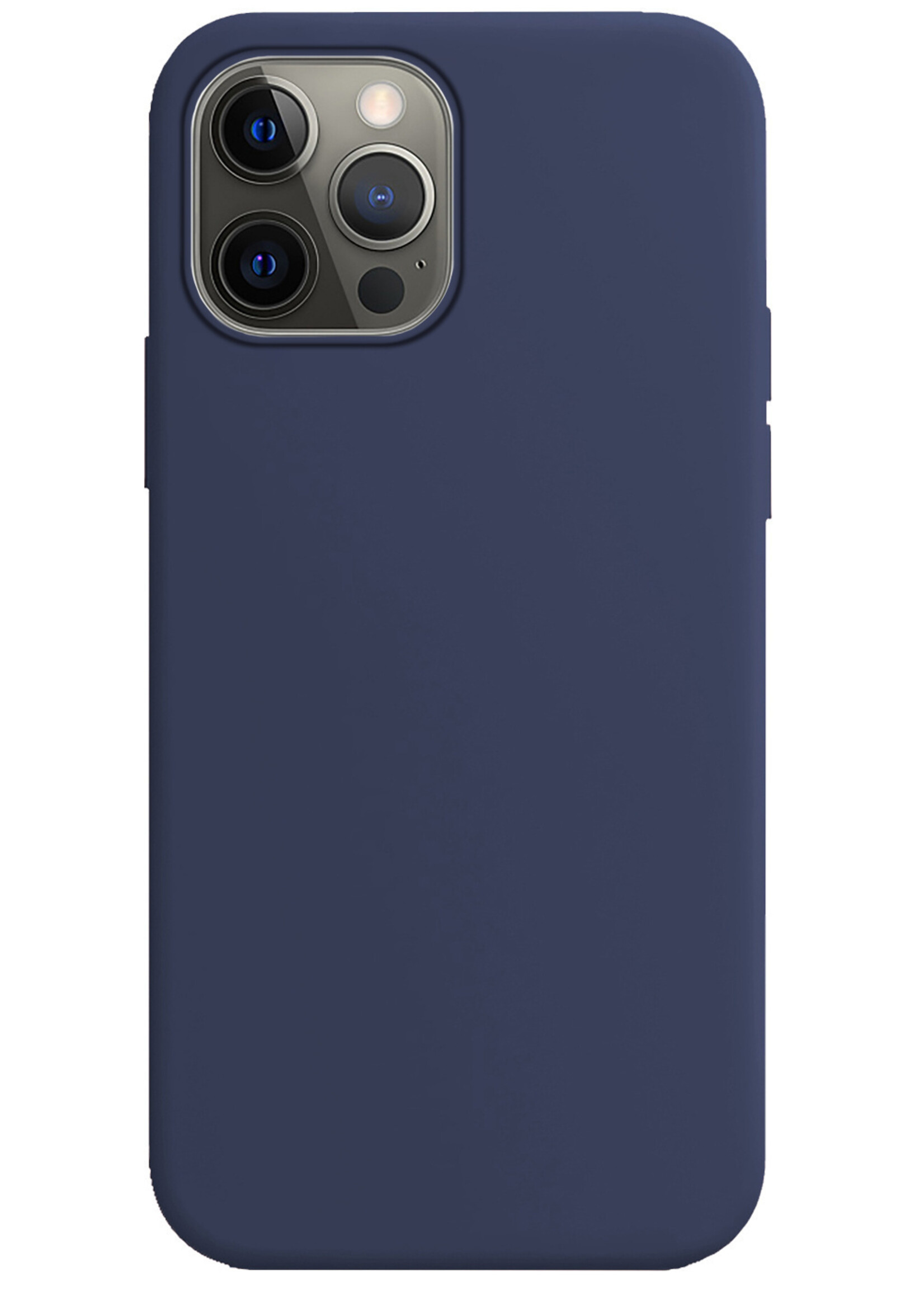 Hoesje Geschikt voor iPhone 14 Pro Hoesje Siliconen Case - Hoes Geschikt voor iPhone 14 Pro Hoes Siliconen - Donkerblauw - 2 Stuks