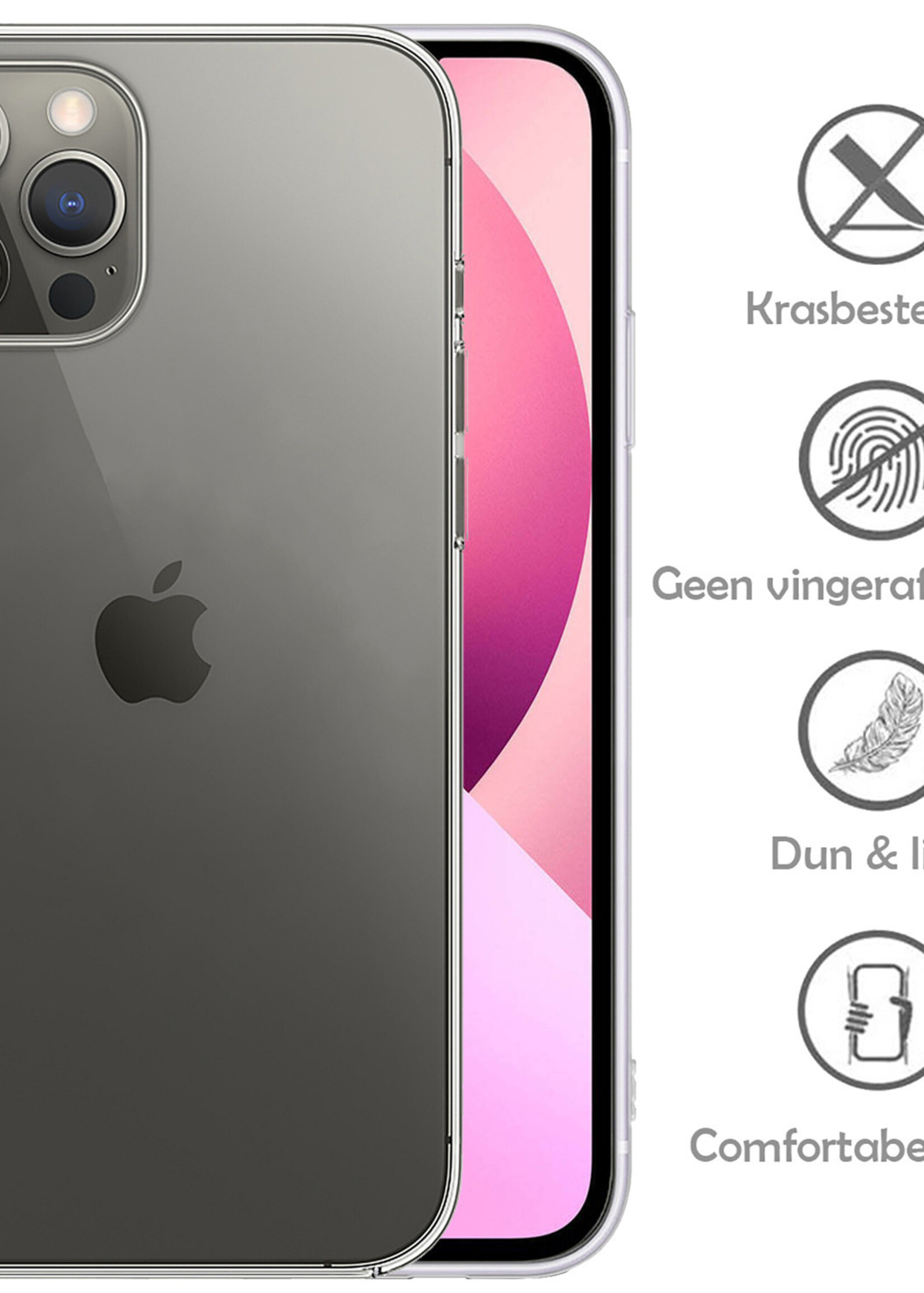 Hoesje Geschikt voor iPhone 14 Pro Hoesje Siliconen Case - Hoes Geschikt voor iPhone 14 Pro Hoes Siliconen - Transparant - 2 Stuks