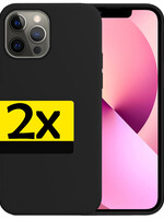 LUQ iPhone 14 Pro Hoesje Siliconen - Zwart - 2 PACK