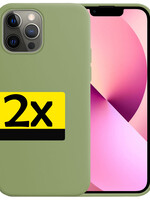 LUQ iPhone 14 Pro Max Hoesje Siliconen - Groen - 2 PACK