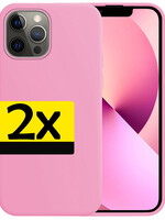 LUQ LUQ iPhone 14 Pro Max Hoesje Siliconen - Lichtroze - 2 PACK
