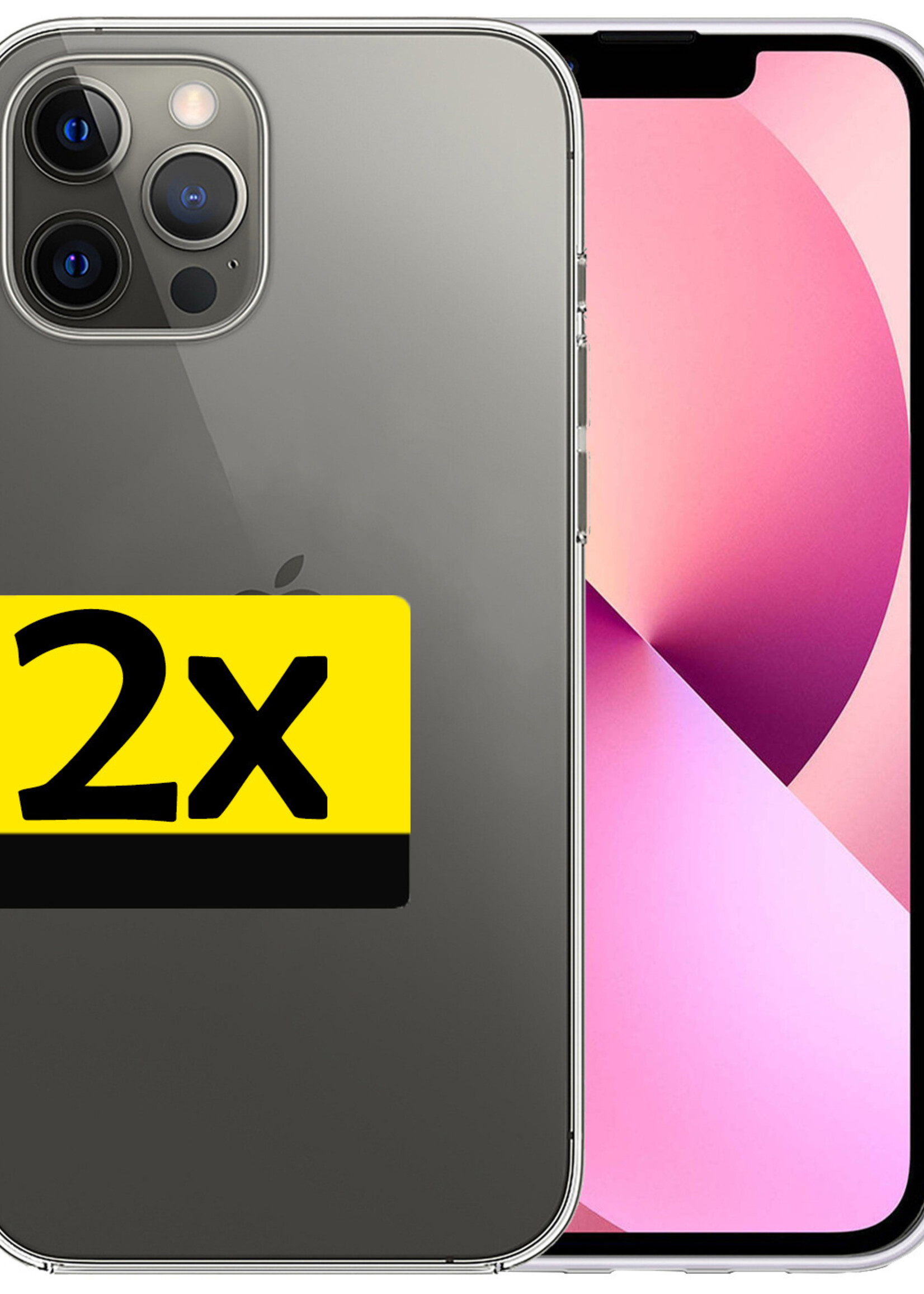 LUQ Hoesje Geschikt voor iPhone 14 Pro Max Hoesje Siliconen Case - Hoes Geschikt voor iPhone 14 Pro Max Hoes Siliconen - Transparant - 2 Stuks