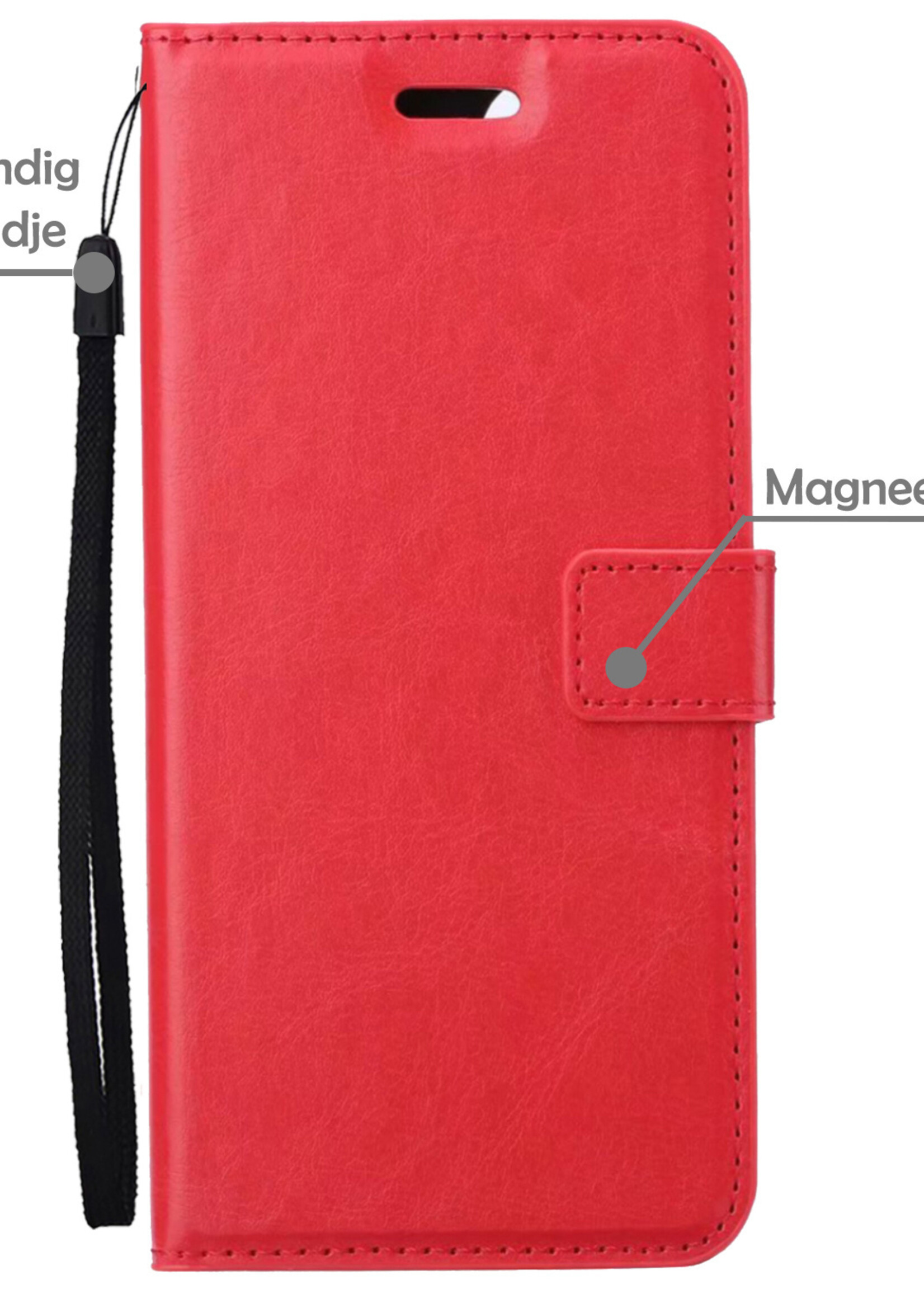 LUQ Hoesje Geschikt voor iPhone 14 Hoesje Book Case Hoes Wallet Cover - Hoes Geschikt voor iPhone 14 Hoesje Bookcase Hoes - Rood