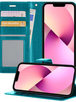 LUQ iPhone 14 Hoesje Bookcase - Turquoise