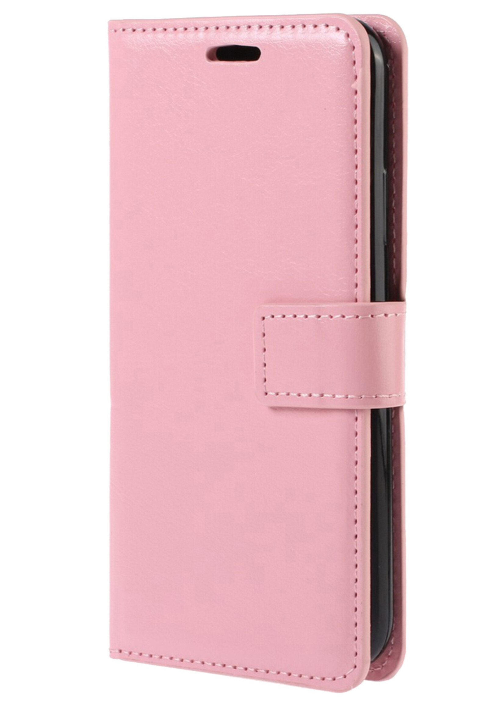 LUQ Hoesje Geschikt voor iPhone 14 Pro Hoesje Book Case Hoes Wallet Cover - Hoes Geschikt voor iPhone 14 Pro Hoesje Bookcase Hoes - Lichtroze