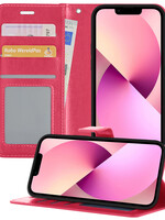 LUQ iPhone 14 Pro Max Hoesje Bookcase - Donkerroze