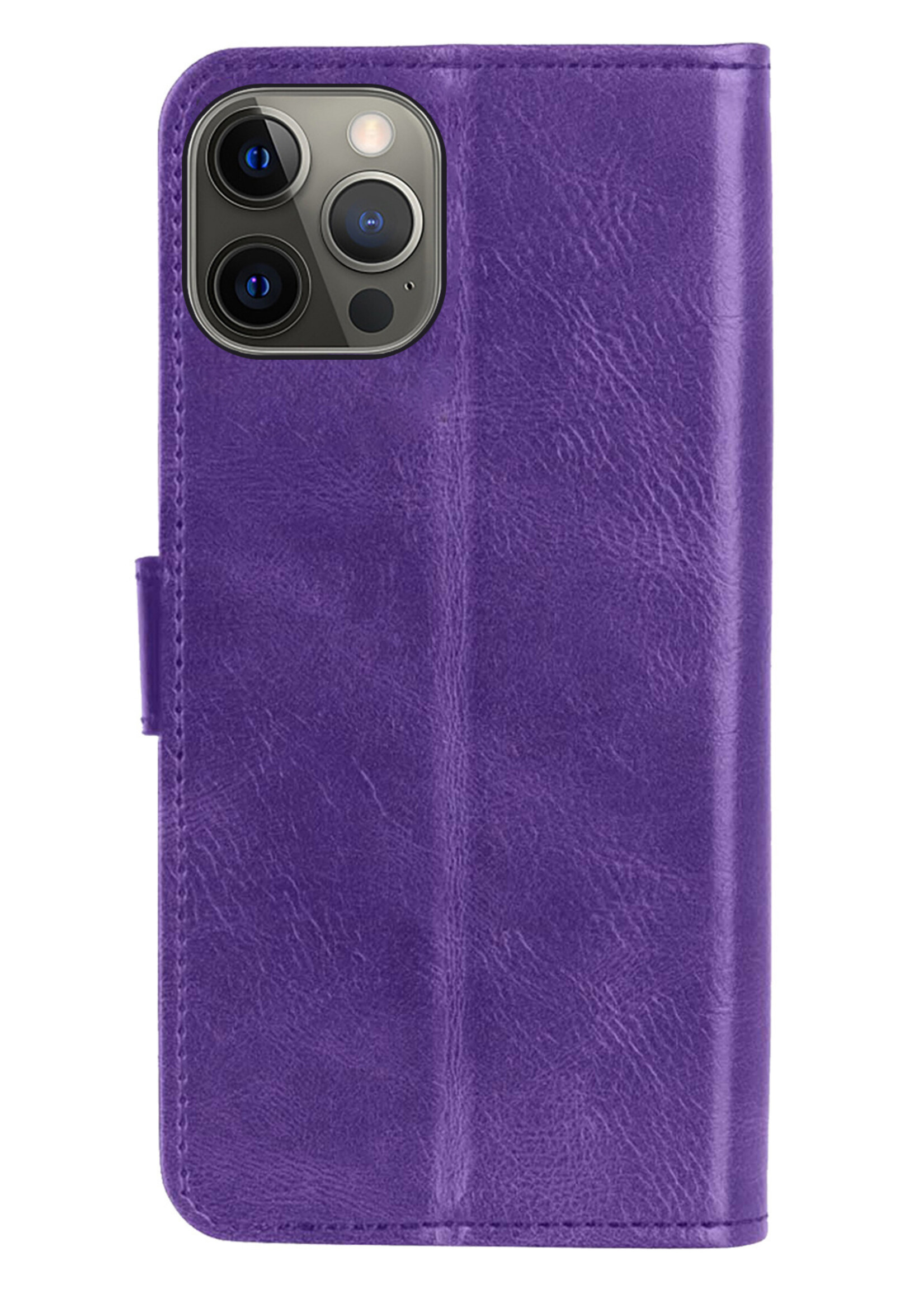 LUQ Hoesje Geschikt voor iPhone 14 Pro Max Hoesje Book Case Hoes Wallet Cover - Hoes Geschikt voor iPhone 14 Pro Max Hoesje Bookcase Hoes - Paars