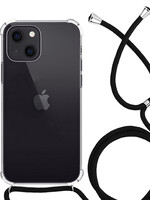 LUQ iPhone 14 Plus Hoesje Transparant Shockproof Met Zwart Koord