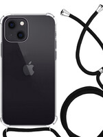 LUQ LUQ iPhone 14 Plus Hoesje Transparant Shockproof Met Zwart Koord