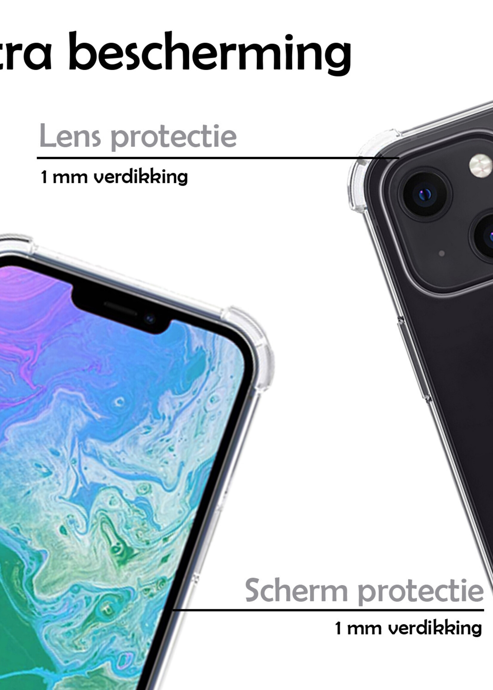 LUQ Hoesje Geschikt voor iPhone 14 Plus Hoesje Shockproof Case Siliconen Hoes Met Koord - Transparant