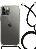 LUQ iPhone 14 Pro Hoesje Transparant Shockproof Met Zwart Koord