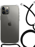 LUQ LUQ iPhone 14 Pro Max Hoesje Transparant Shockproof Met Zwart Koord
