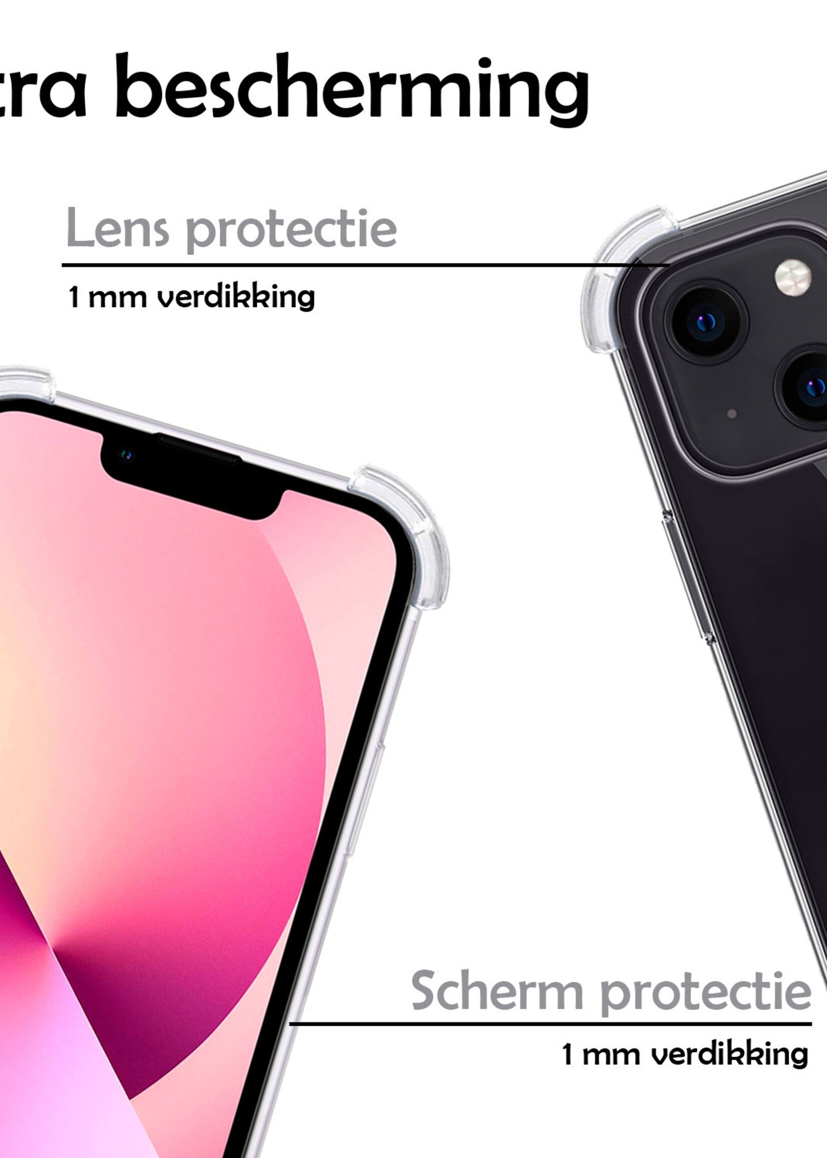 LUQ Hoesje Geschikt voor iPhone 14 Plus Hoesje Shockproof Case Siliconen Met 2x Screenprotector - Hoes Geschikt voor iPhone 14 Plus Hoes Cover Siliconen - Transparant
