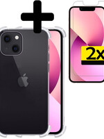 LUQ iPhone 14 Mini Hoesje Shockproof Met 2x Screenprotector Met Dichte Notch