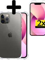 LUQ LUQ iPhone 14 Pro Hoesje Shockproof Met 2x Screenprotector Met Dichte Notch