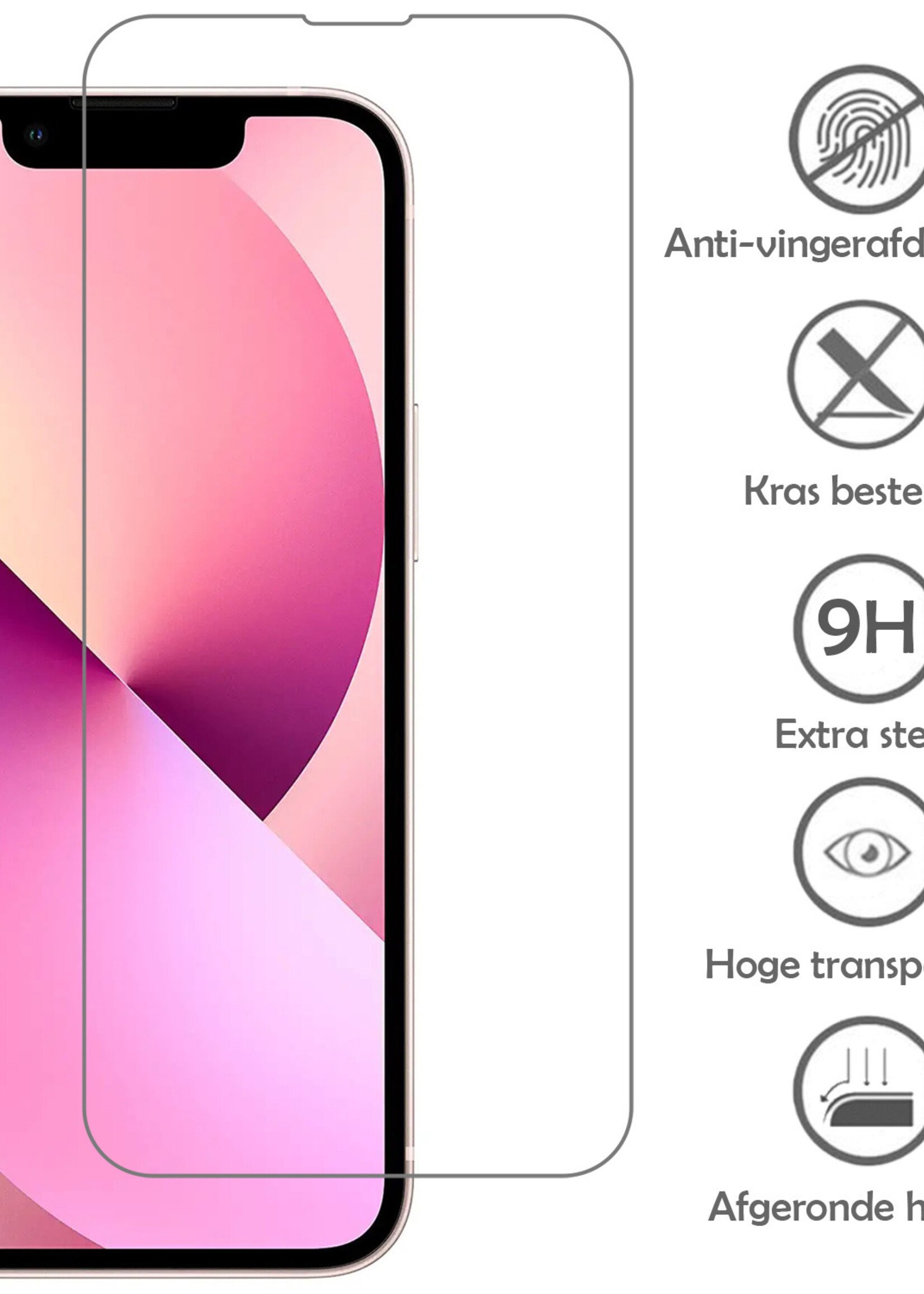 LUQ Hoesje Geschikt voor iPhone 14 Pro Hoesje Case Pashouder Cover Siliconen Met 2x Screenprotector - Hoes Geschikt voor iPhone 14 Pro Hoesje Met Kaarthouder- Transparant