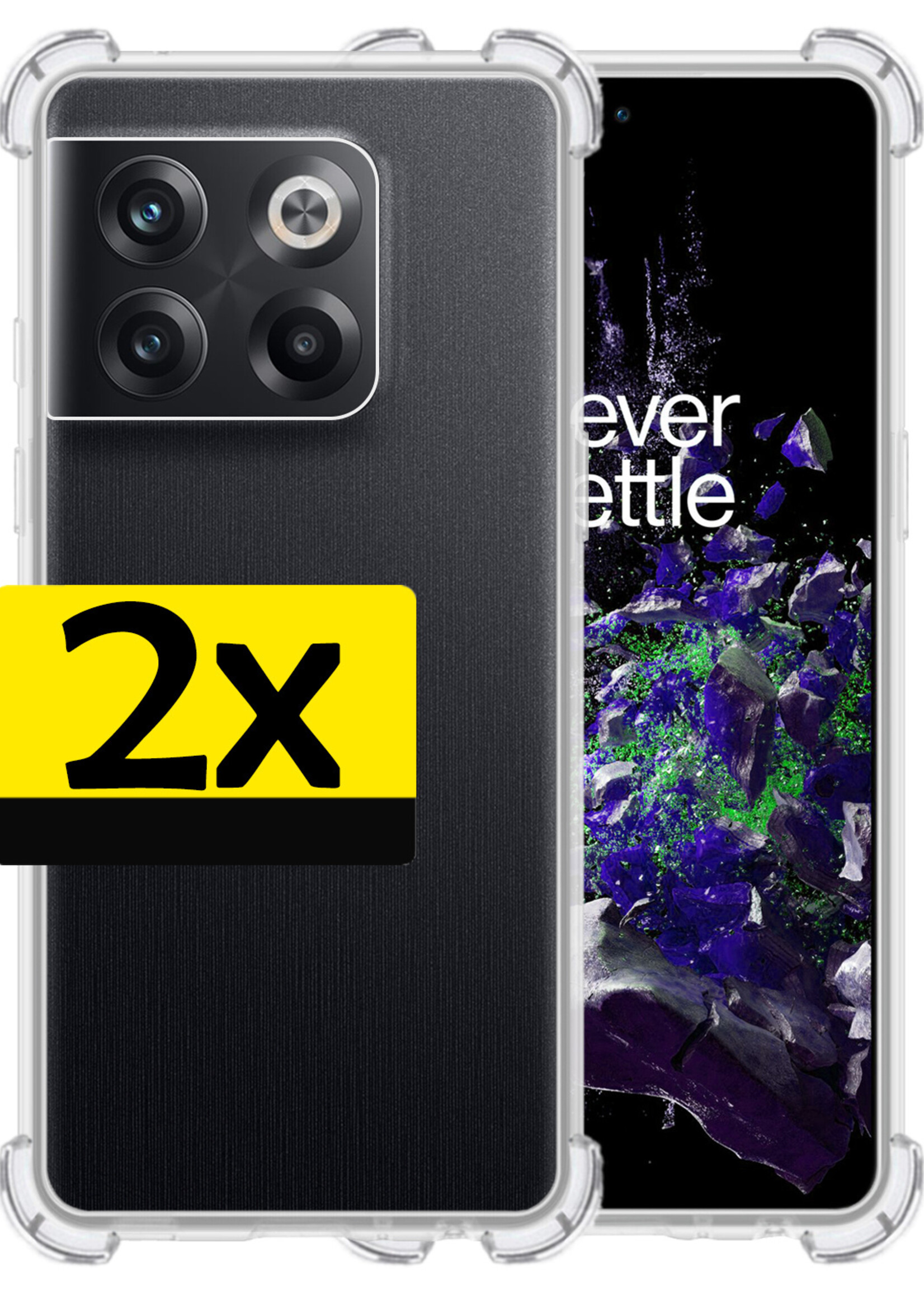 LUQ Hoesje Geschikt voor OnePlus 10T Hoesje Shockproof Case Siliconen - Hoes Geschikt voor OnePlus 10T Hoes Cover Siliconen - Transparant - 2 Stuks