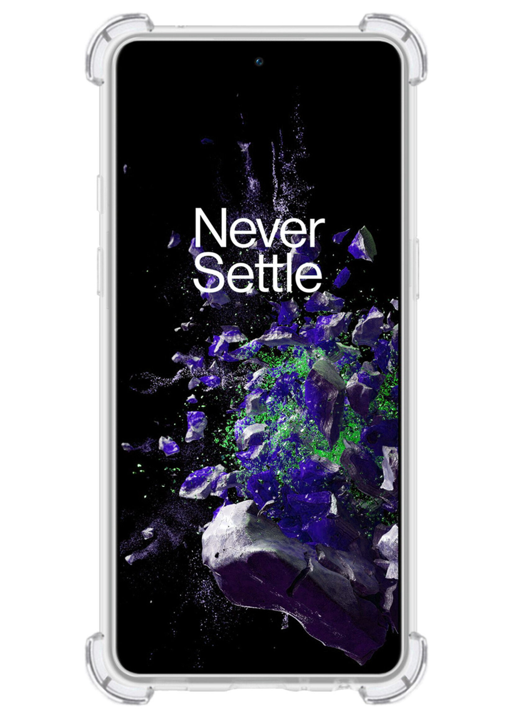 LUQ Hoesje Geschikt voor OnePlus 10T Hoesje Shockproof Case Siliconen Met Screenprotector - Hoes Geschikt voor OnePlus 10T Hoes Cover Siliconen - Transparant