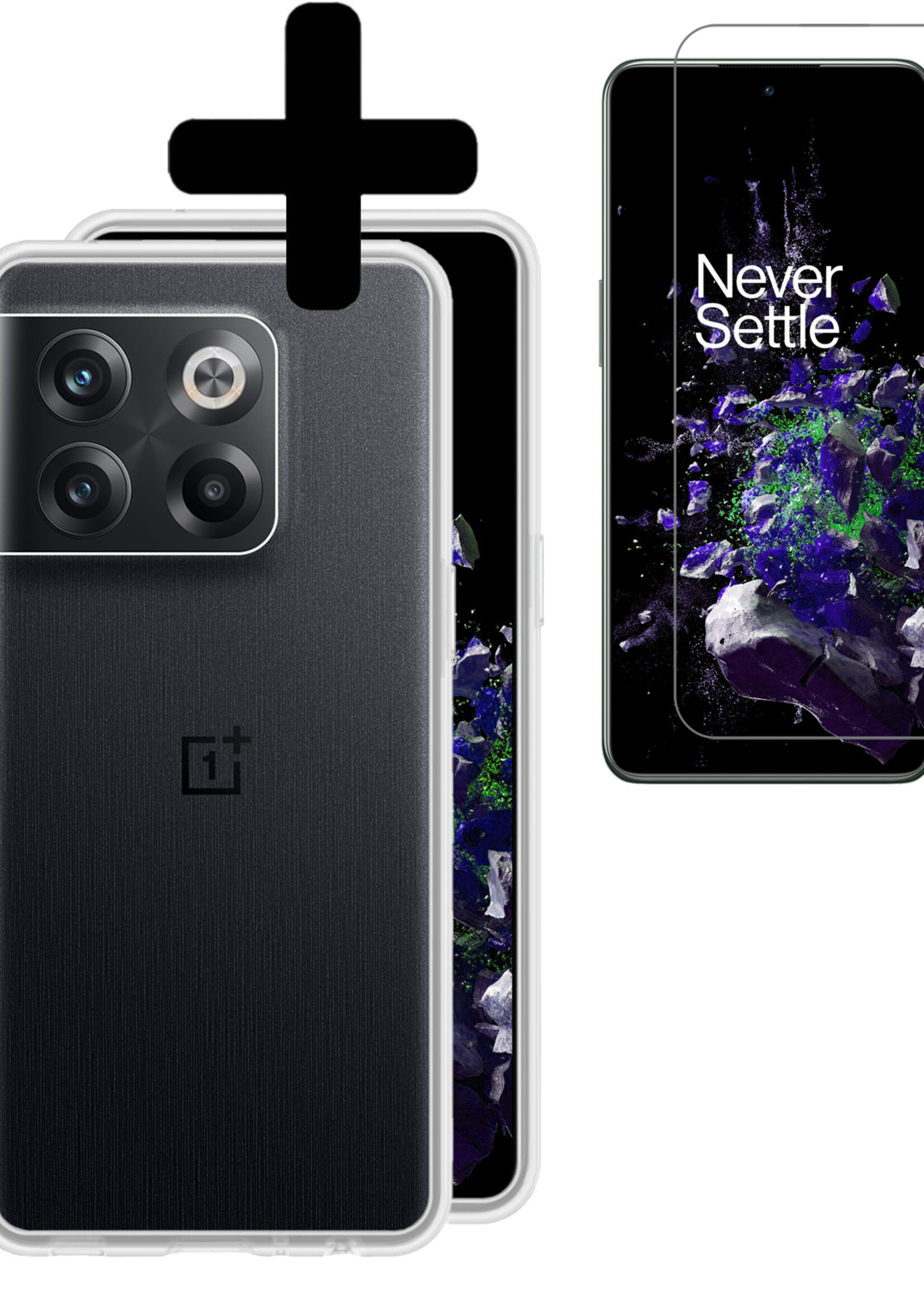 LUQ Hoesje Geschikt voor OnePlus 10T Hoesje Siliconen Case Met Screenprotector - Hoes Geschikt voor OnePlus 10T Hoes Siliconen - Transparant