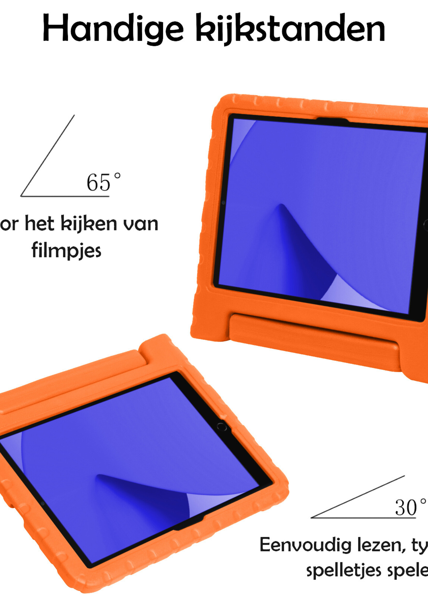 LUQ Hoes Geschikt voor iPad 10.2 2021 Hoes Kinder Hoesje Kids Case Kinderhoes Shockproof - Hoesje Geschikt voor iPad 9 Hoesje Kidscase - Oranje