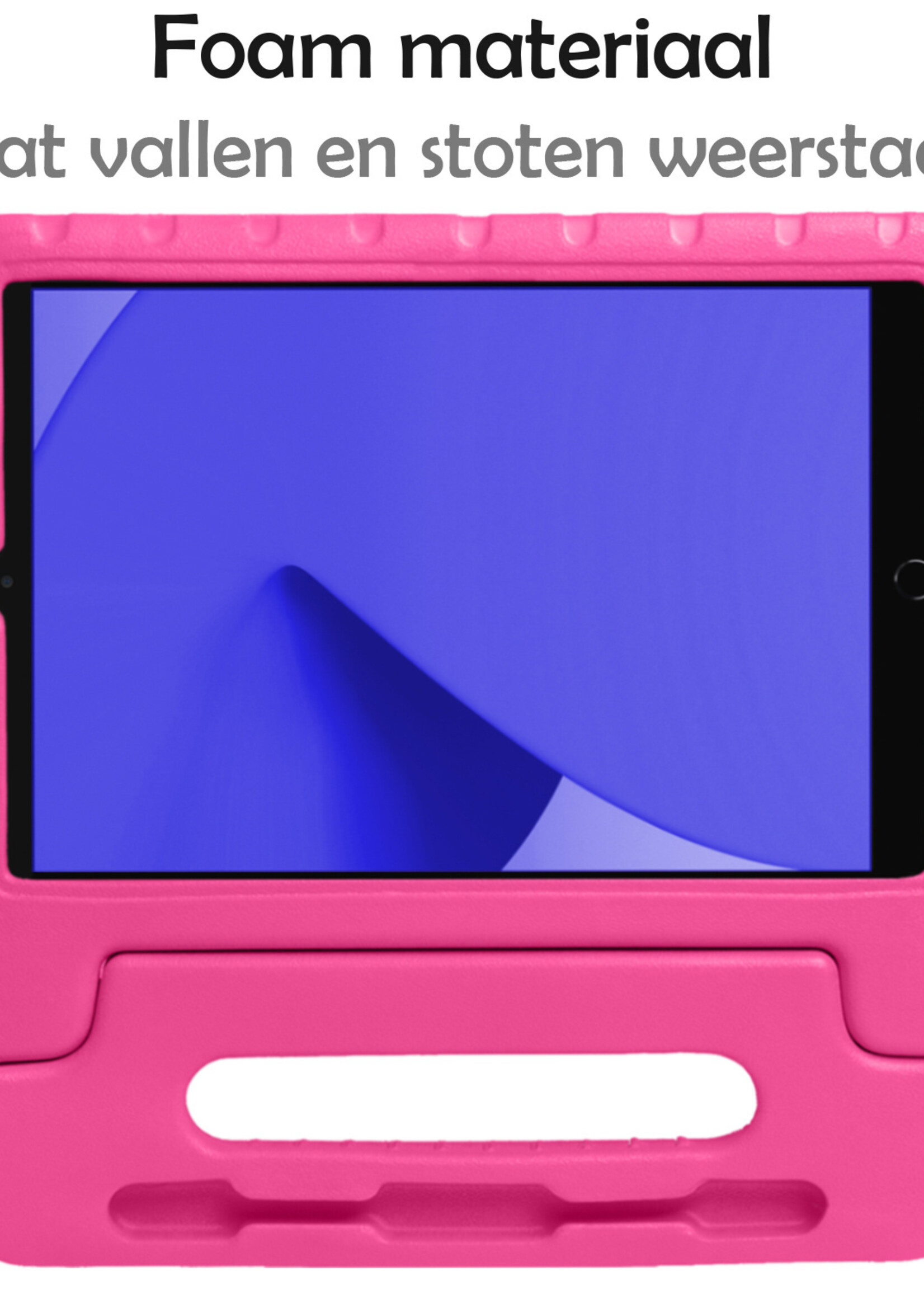 LUQ Hoes Geschikt voor iPad 10.2 2021 Hoes Kinder Hoesje Kids Case Kinderhoes Shockproof Met Screenprotector - Hoesje Geschikt voor iPad 9 Hoesje Kidscase - Roze