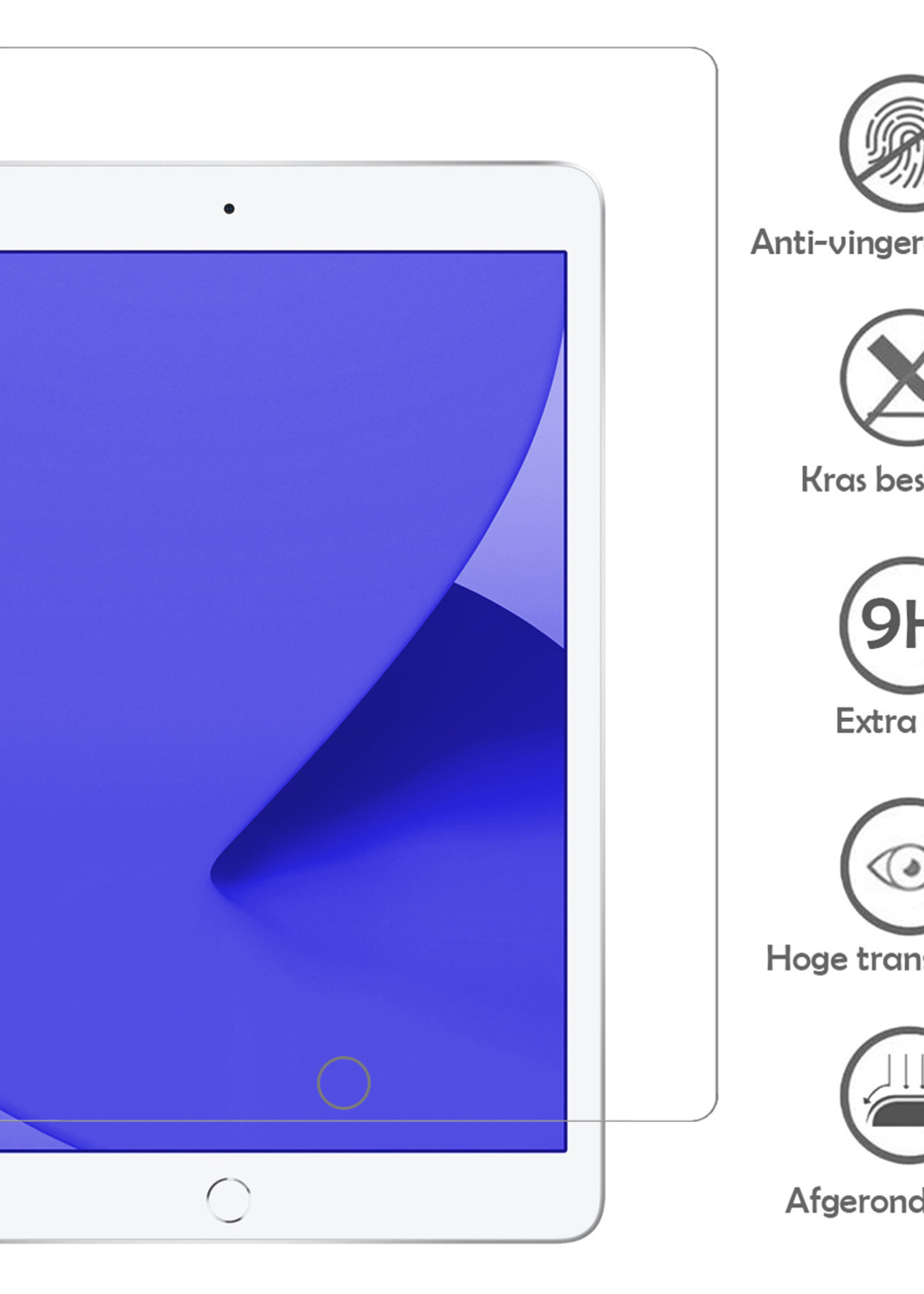 LUQ Hoes Geschikt voor iPad 10.2 2020 Hoes Kinder Hoesje Kids Case Kinderhoes Shockproof Met 2x Screenprotector - Hoesje Geschikt voor iPad 8 Hoesje Kidscase - Blauw