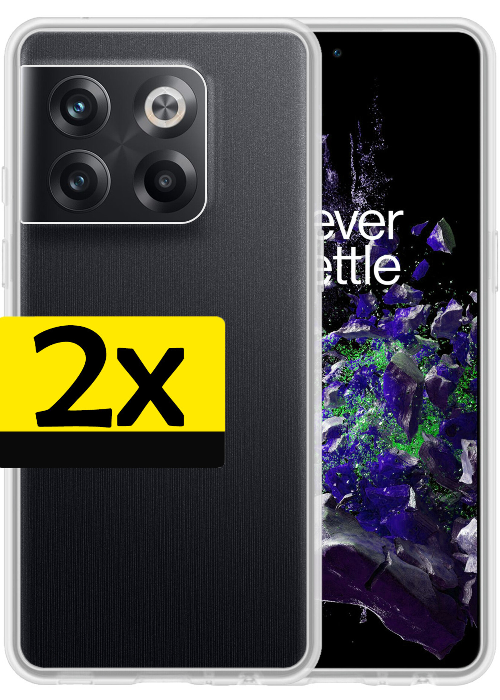 LUQ Hoesje Geschikt voor OnePlus 10T Hoesje Siliconen Case - Hoes Geschikt voor OnePlus 10T Hoes Siliconen - Transparant - 2 Stuks