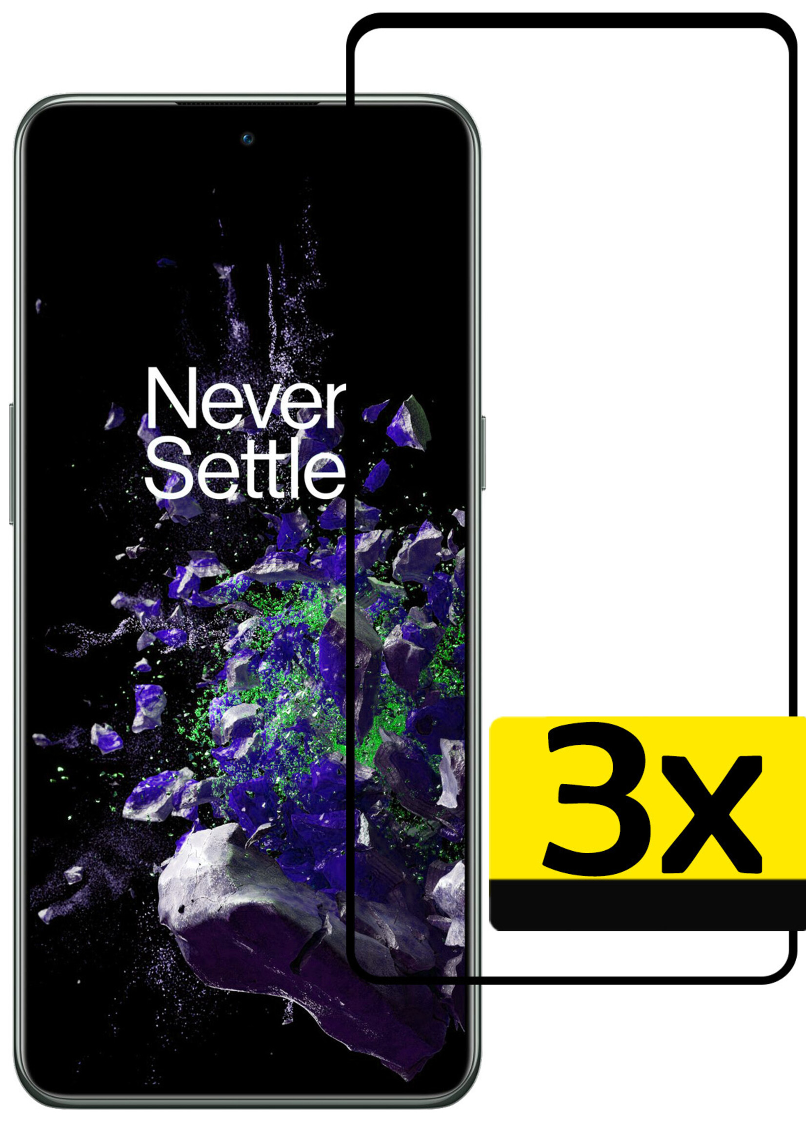 LUQ Screenprotector Geschikt voor OnePlus 10T Screenprotector Glas Full Cover - Screenprotector Geschikt voor OnePlus 10T Screenprotector Full Cover - 3 Stuks