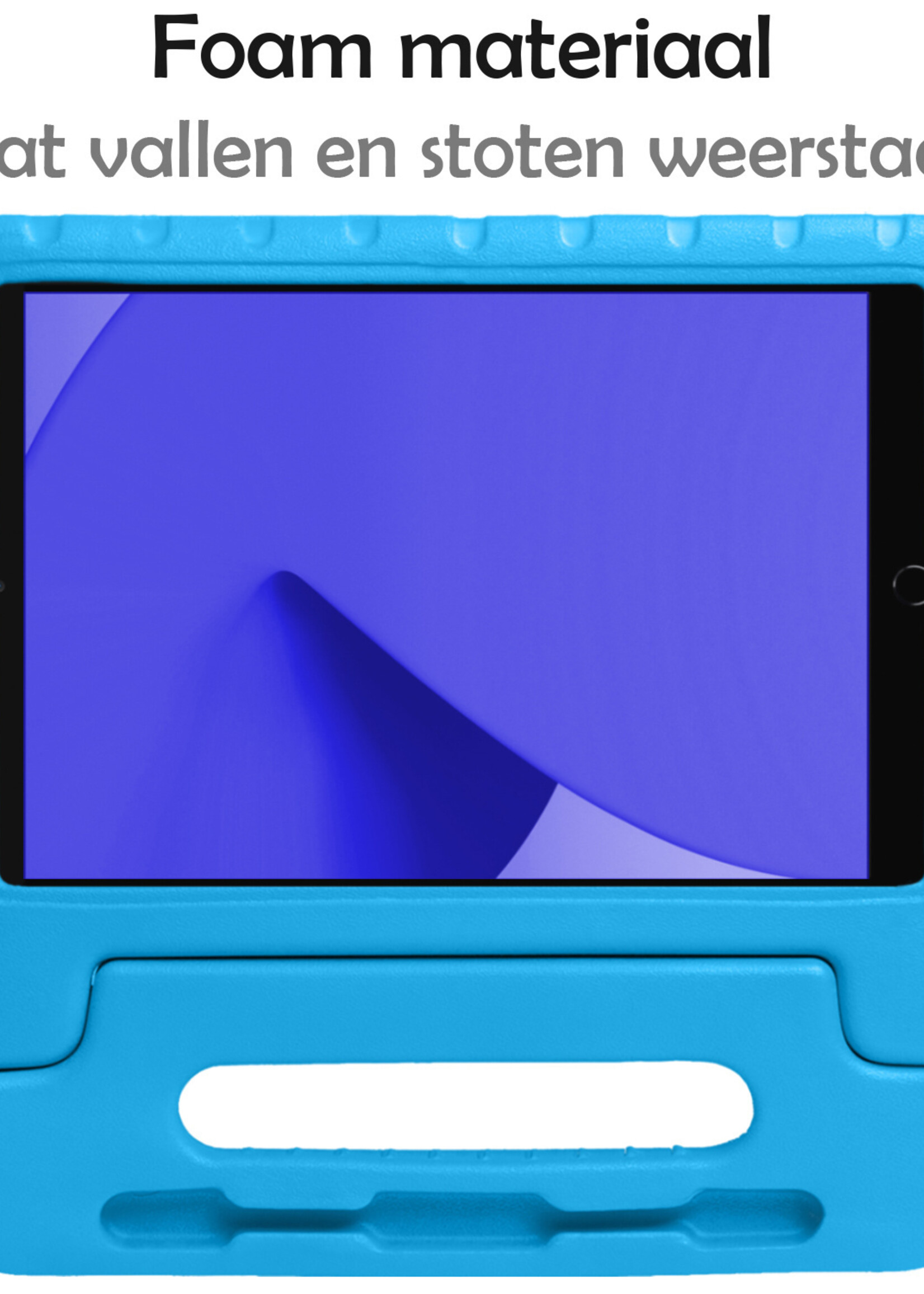 LUQ Hoes Geschikt voor iPad 10.2 2021 Hoes Kinder Hoesje Kids Case Kinderhoes Shockproof Met 2x Screenprotector - Hoesje Geschikt voor iPad 9 Hoesje Kidscase - Blauw