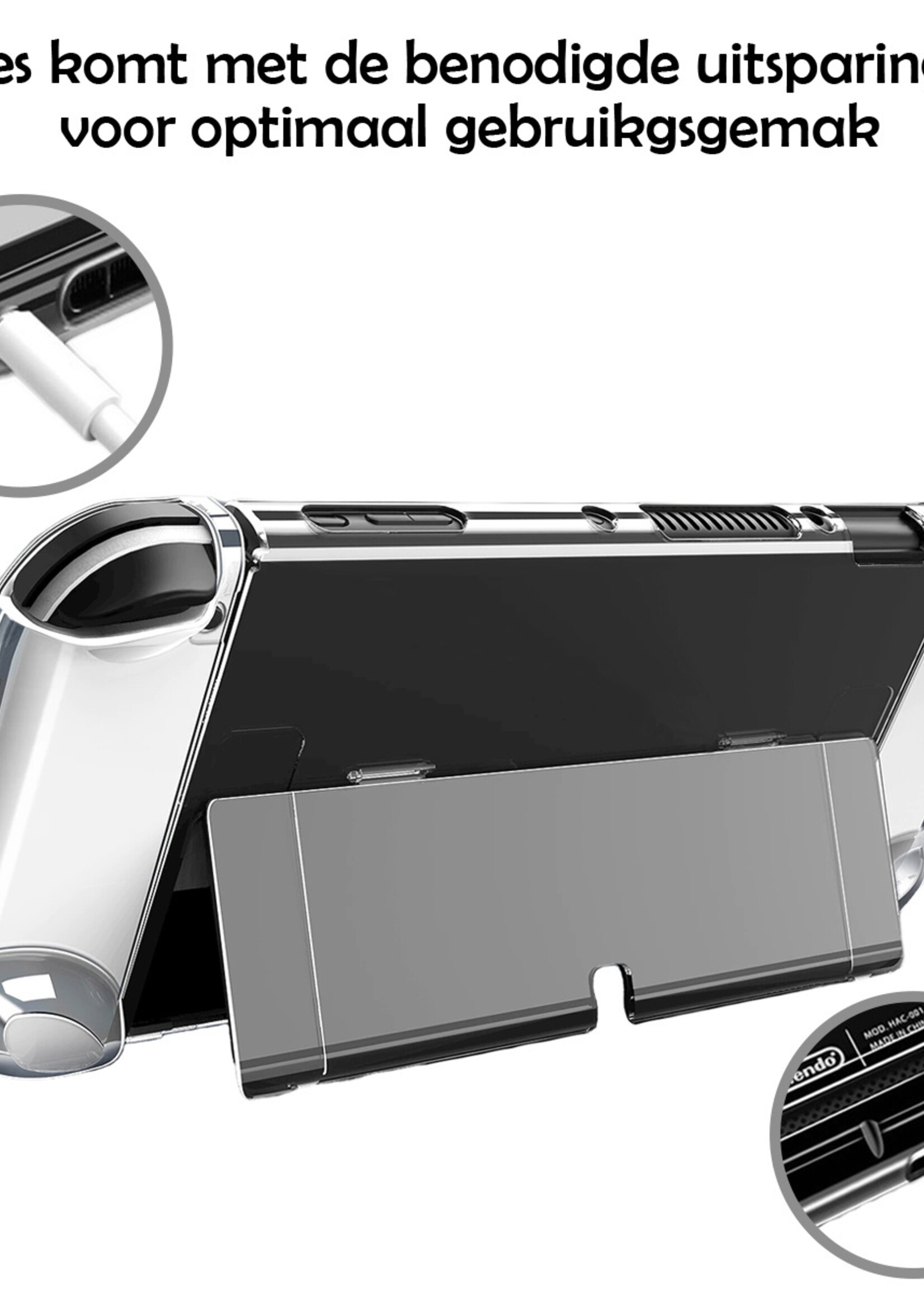 LUQ Hoes Geschikt voor Nintendo Switch OLED Case Hoesje Schokproof - Bescherm Hoes Geschikt voor Nintendo Switch OLED Hoes Hard Cover - Transparant