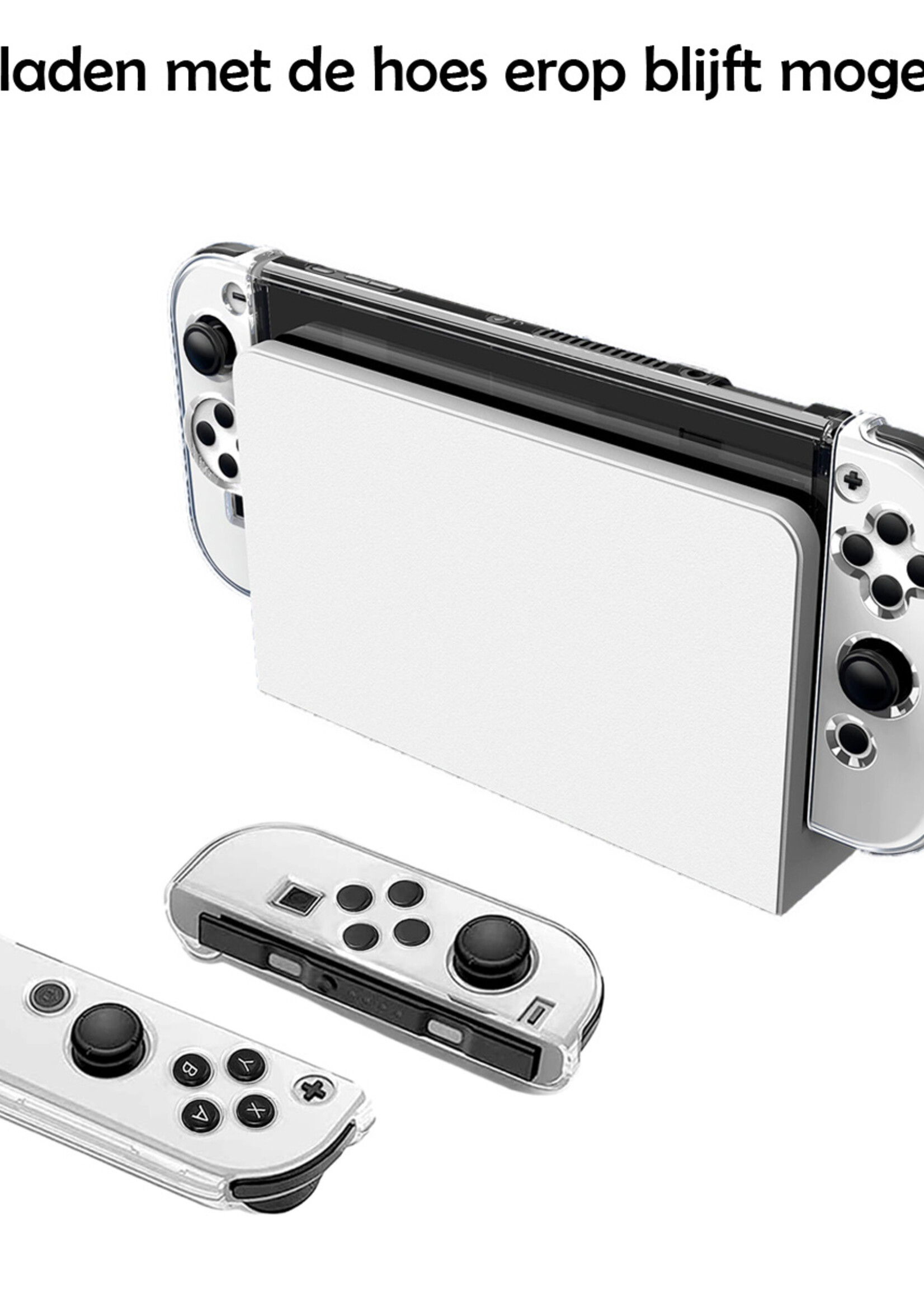 LUQ Hoes Geschikt voor Nintendo Switch OLED Case Hoesje Schokproof - Bescherm Hoes Geschikt voor Nintendo Switch OLED Hoes Hard Cover - Transparant