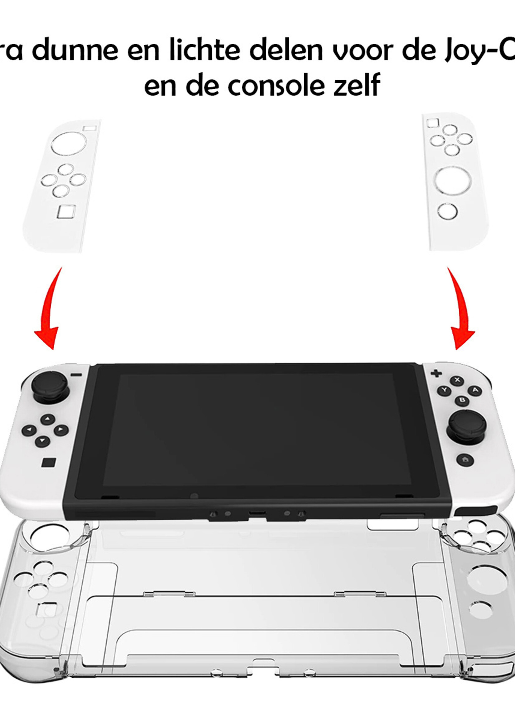 LUQ Hoes Geschikt voor Nintendo Switch OLED Case Hoesje Schokproof - Bescherm Hoes Geschikt voor Nintendo Switch OLED Hoes Hard Cover - Transparant