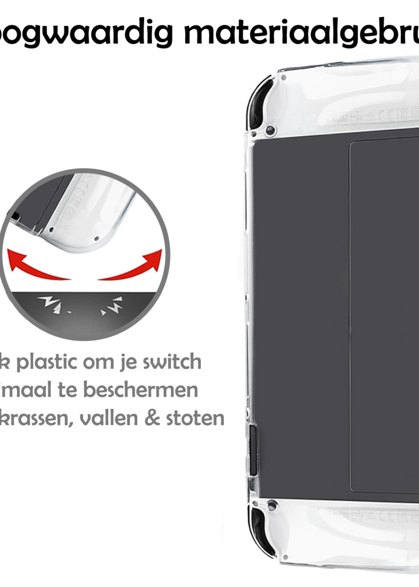 LUQ Hoes Geschikt voor Nintendo Switch OLED Case Hoesje Schokproof - Bescherm Hoes Geschikt voor Nintendo Switch OLED Hoes Hard Cover - Transparant