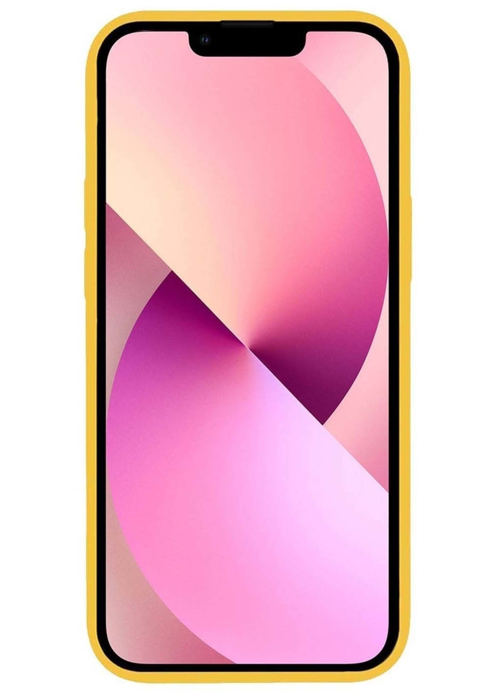 LUQ Hoesje Geschikt voor iPhone 14 Hoesje Siliconen Case Met Screenprotector - Hoes Geschikt voor iPhone 14 Hoes Siliconen - Geel