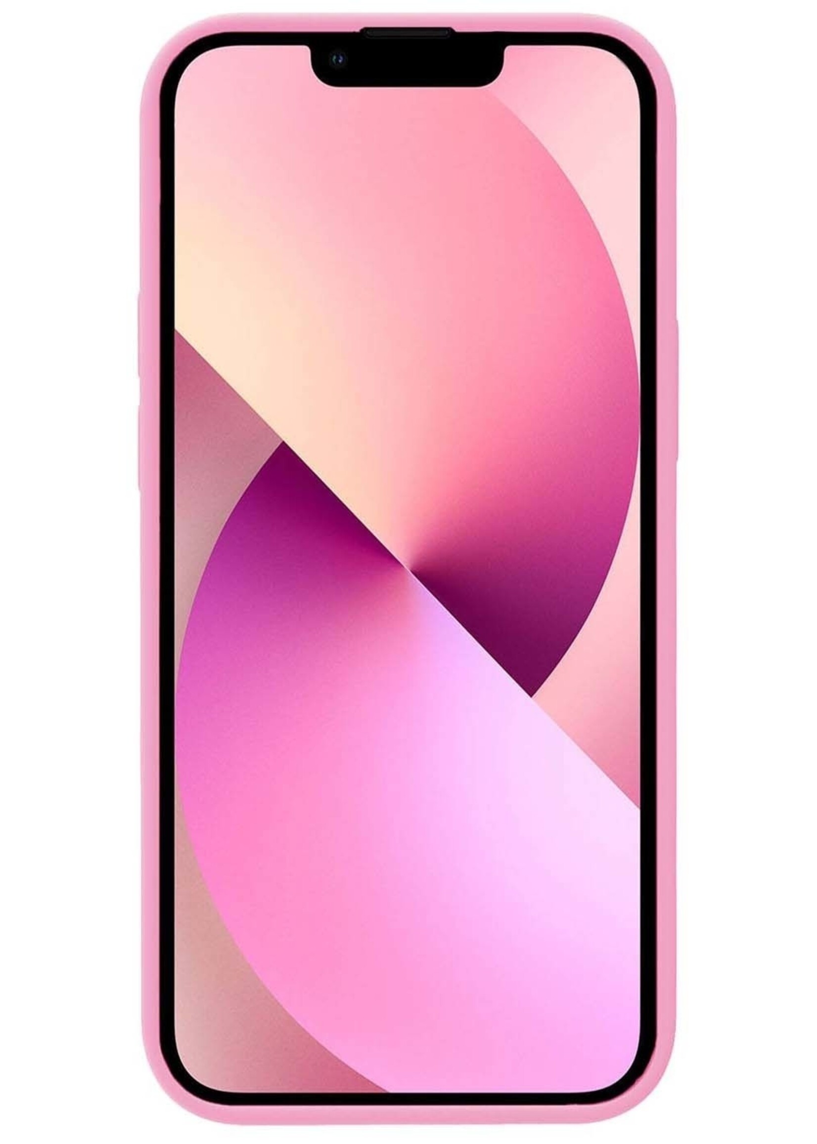 LUQ Hoesje Geschikt voor iPhone 14 Hoesje Siliconen Case Met Screenprotector - Hoes Geschikt voor iPhone 14 Hoes Siliconen - Lichtroze