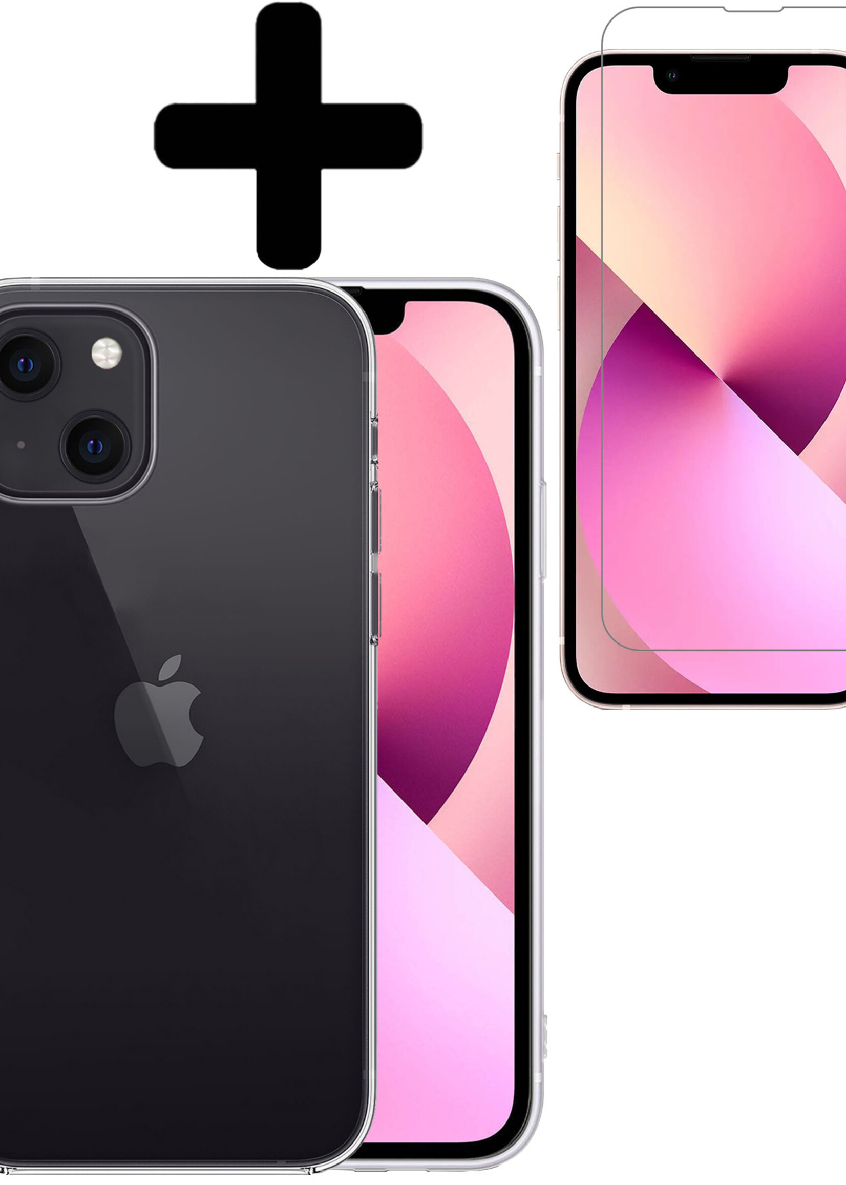 LUQ Hoesje Geschikt voor iPhone 14 Hoesje Siliconen Case Met Screenprotector - Hoes Geschikt voor iPhone 14 Hoes Siliconen - Transparant