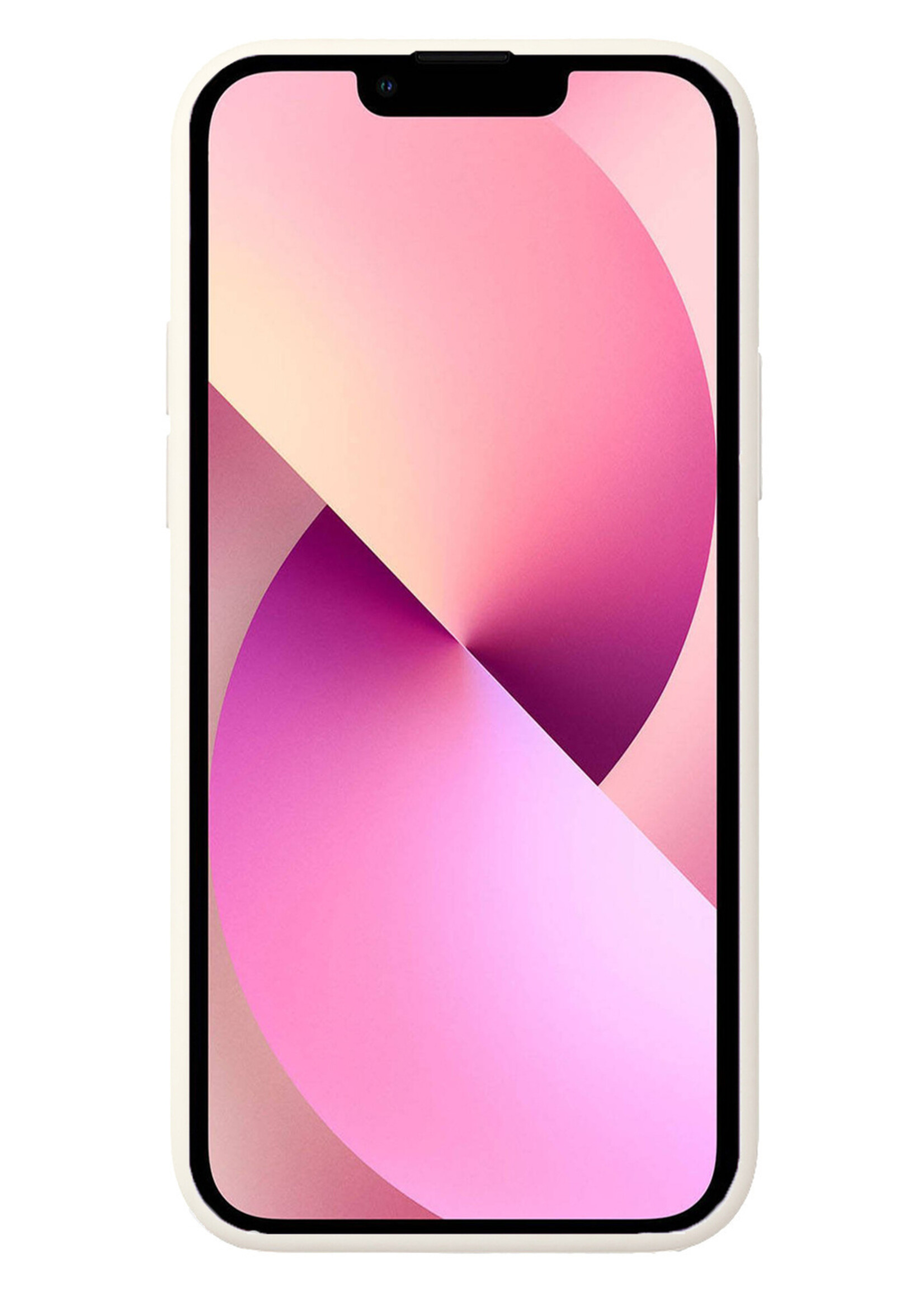 LUQ Hoesje Geschikt voor iPhone 14 Hoesje Siliconen Case Met Screenprotector - Hoes Geschikt voor iPhone 14 Hoes Siliconen - Wit